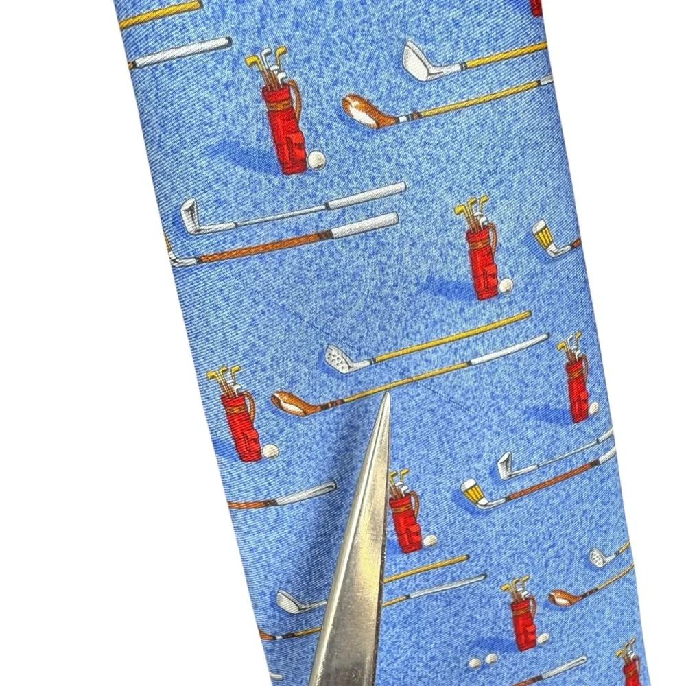 Dunhill Men's Neck Tie 100% Silk Golf Motif Made In Italy - Picture 6 of 8